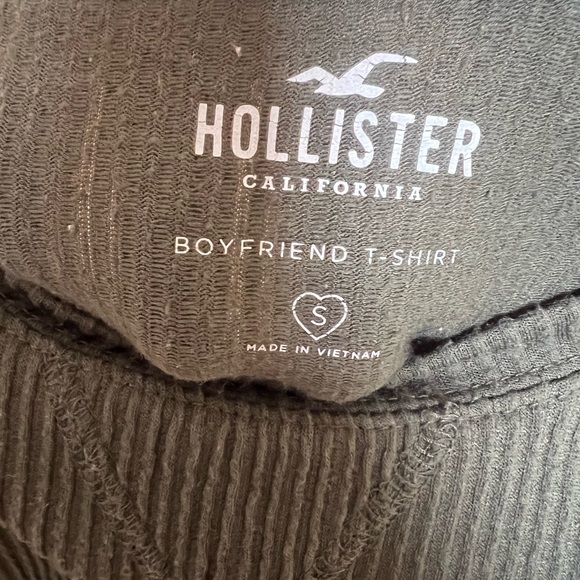 Hollister Olive Green Ribbed Boyfriend Cropped Sweatshirt size Small - Picture 2 of 10